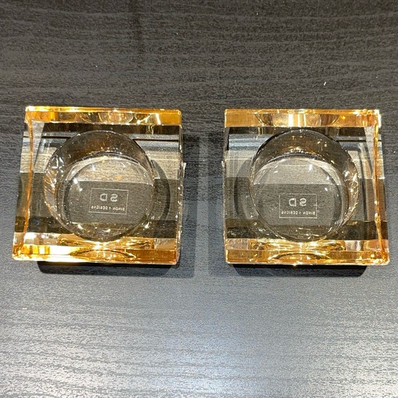 Simon Designs Design Amber Shimmer Tea Light Candle Holder Jewel Crystal EUC - Picture 1 of 10